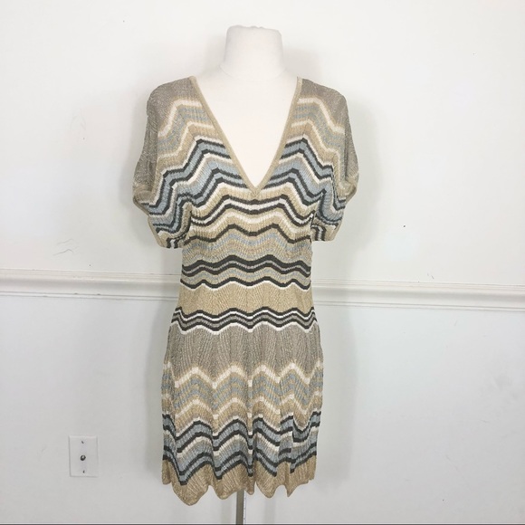 Missoni Tops - Missoni ITALY Gold striped tunic top Deep V neck